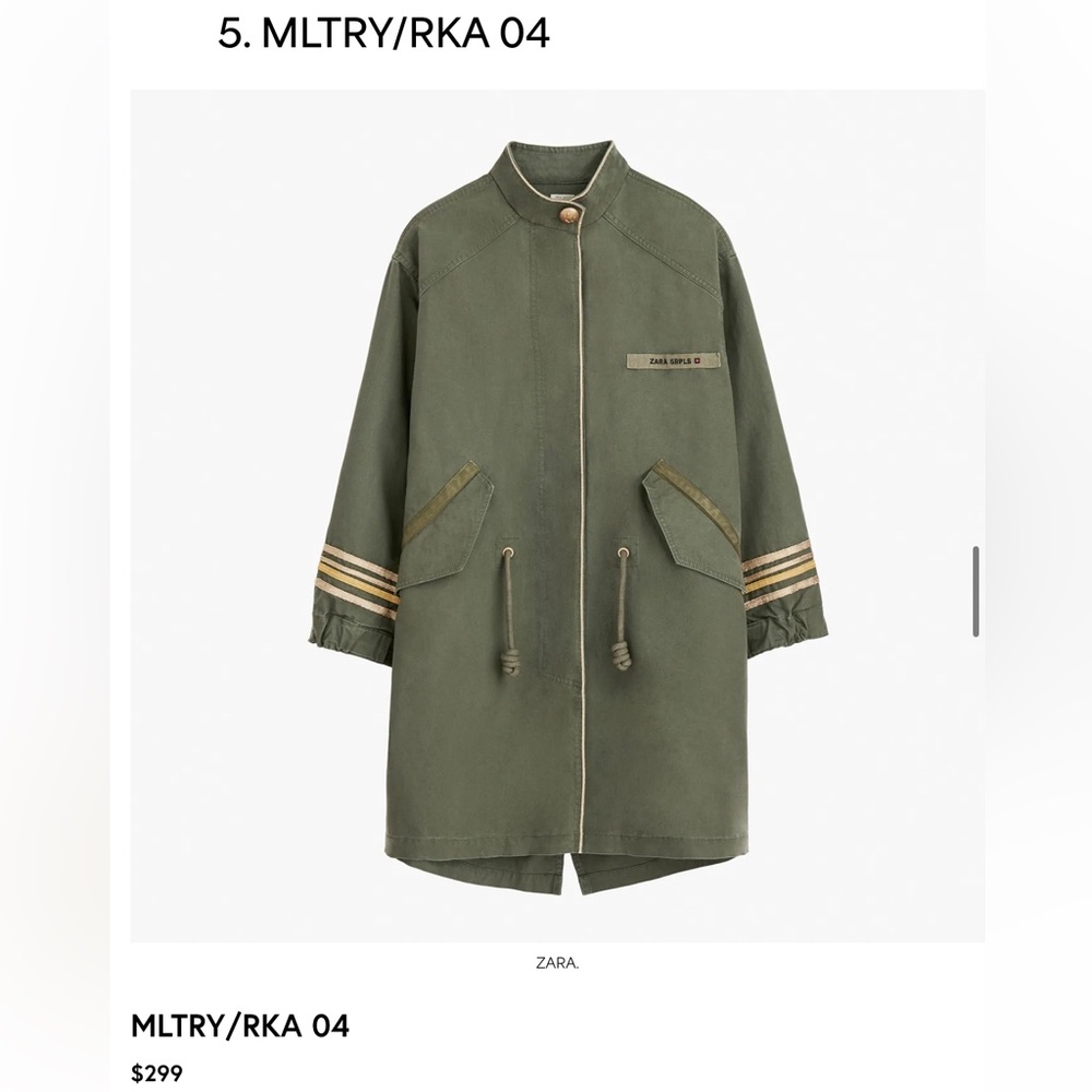 Zara SRPLS Khaki Green Coat with Gold Details
Zara SRPLS Summer 2020 Collection - Picture 2 of 14